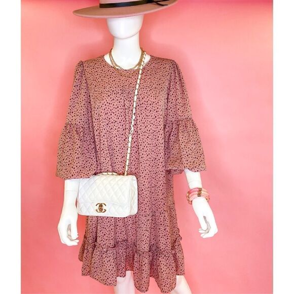 Plus Size Blush Dotted Babydoll Dress - Picture 3 of 9